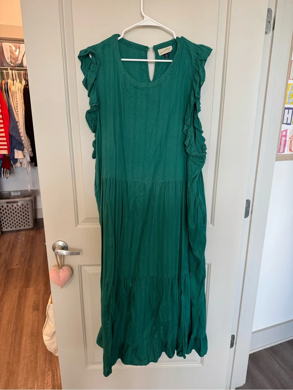 Universal Thread Sleeveless Ruffle Tiered Maxi Dress in Emerald Green